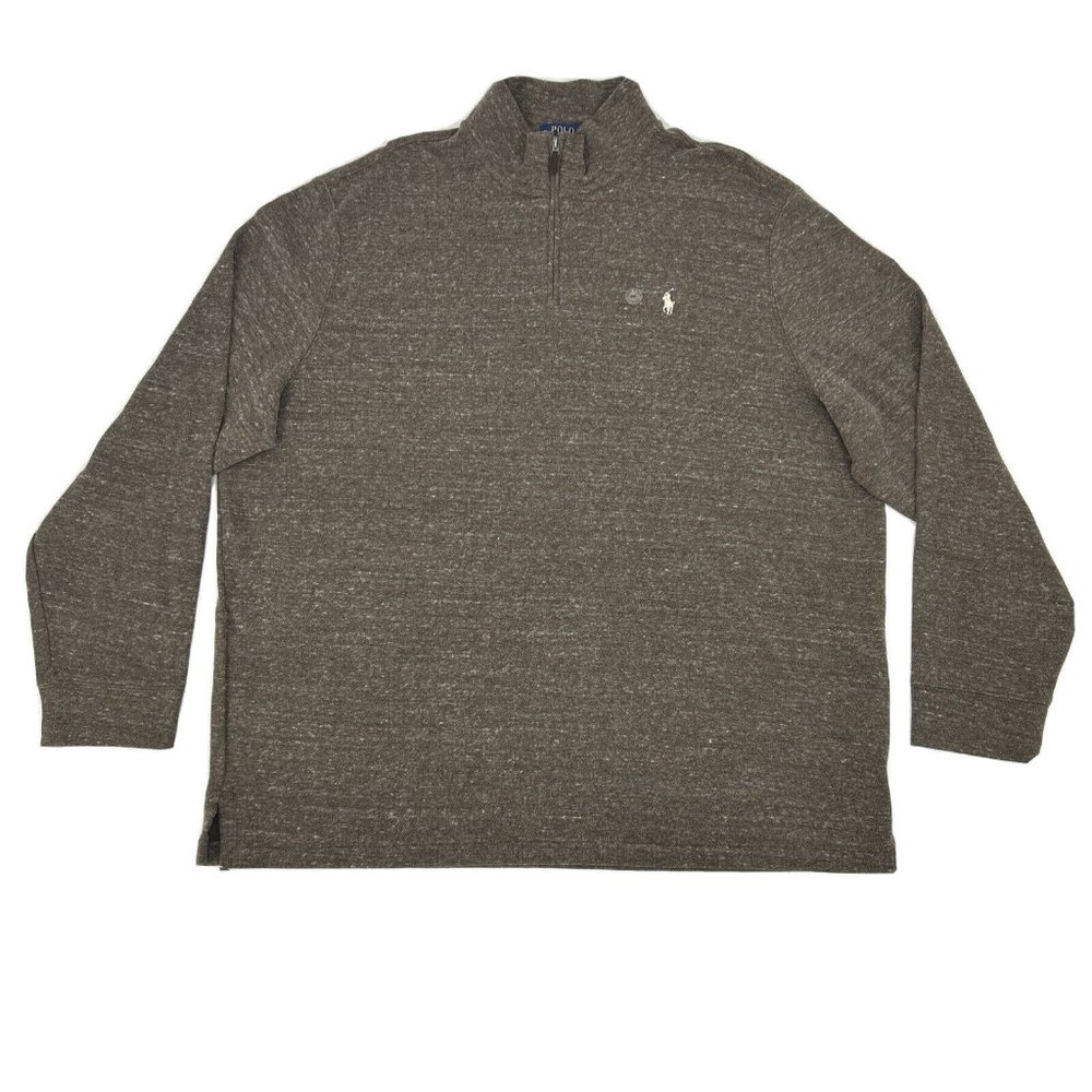 Polo Ralph Lauren Sweater Mens Brown Heather XXL Estate Rib 1/4 Zip Pullover NEW